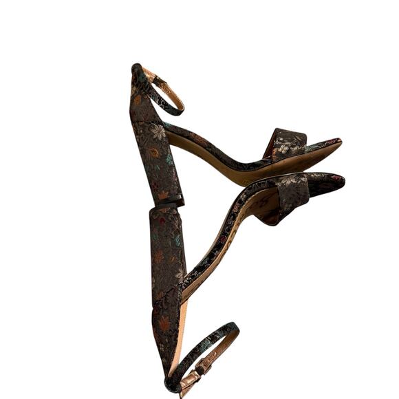 Sam Edelman Women's Yaro Floral Print Block Heel Open Toe Sandal Grey Size 8 - Picture 3 of 9